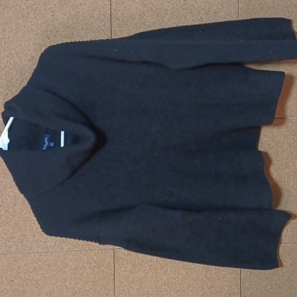 SPLENDID WAFFLE KNIT SWEATER BLACK KNIT COTTON NYLON BLEND SIZE LARGE